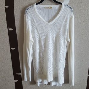 Faded Glory White Open Weave Tunic Sweater